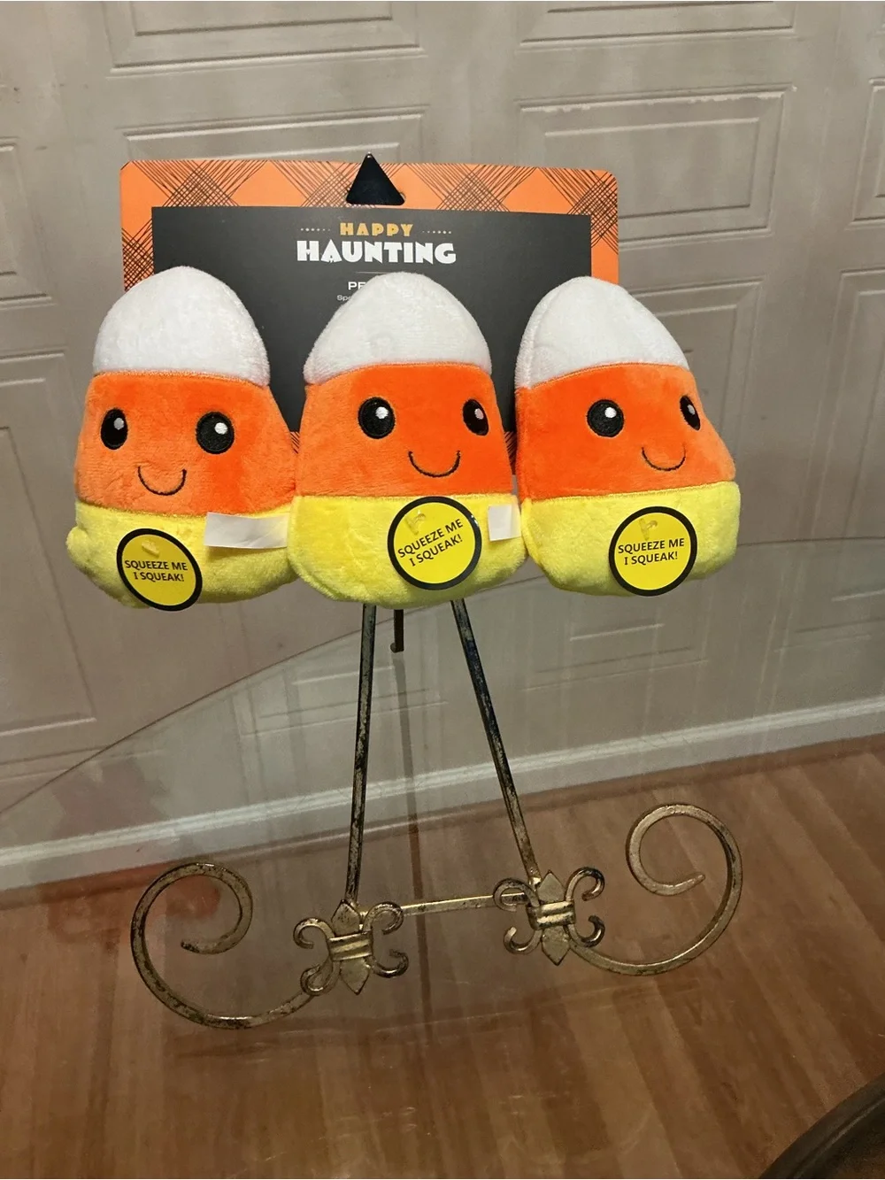 Happy  |  Halloween CandyCorn |  Set Of 3 Squeaky Plush Dog Toy With Squeaker
